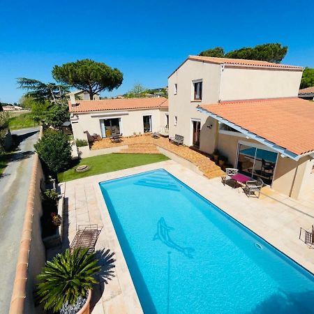 Annexe Des Pins - Studio Gite Avec Piscine & Climatisation Villeneuve-lès-Béziers Exteriör bild
