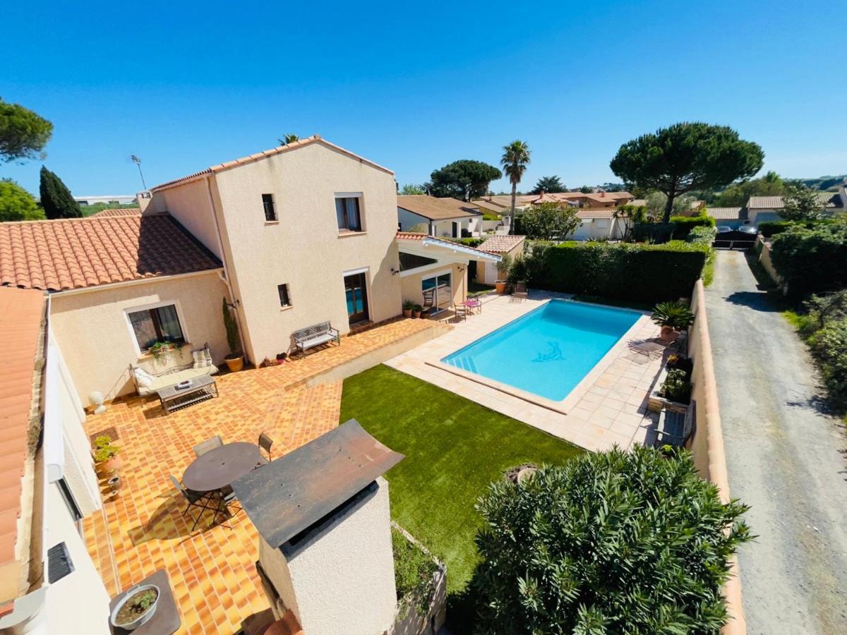 Annexe Des Pins - Studio Gite Avec Piscine & Climatisation Villeneuve-lès-Béziers Exteriör bild