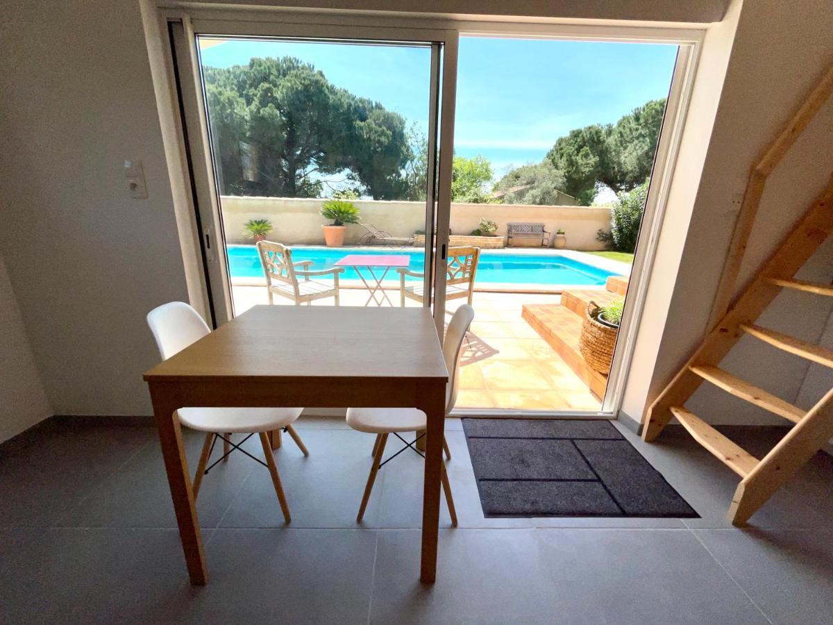 Annexe Des Pins - Studio Gite Avec Piscine & Climatisation Villeneuve-lès-Béziers Exteriör bild